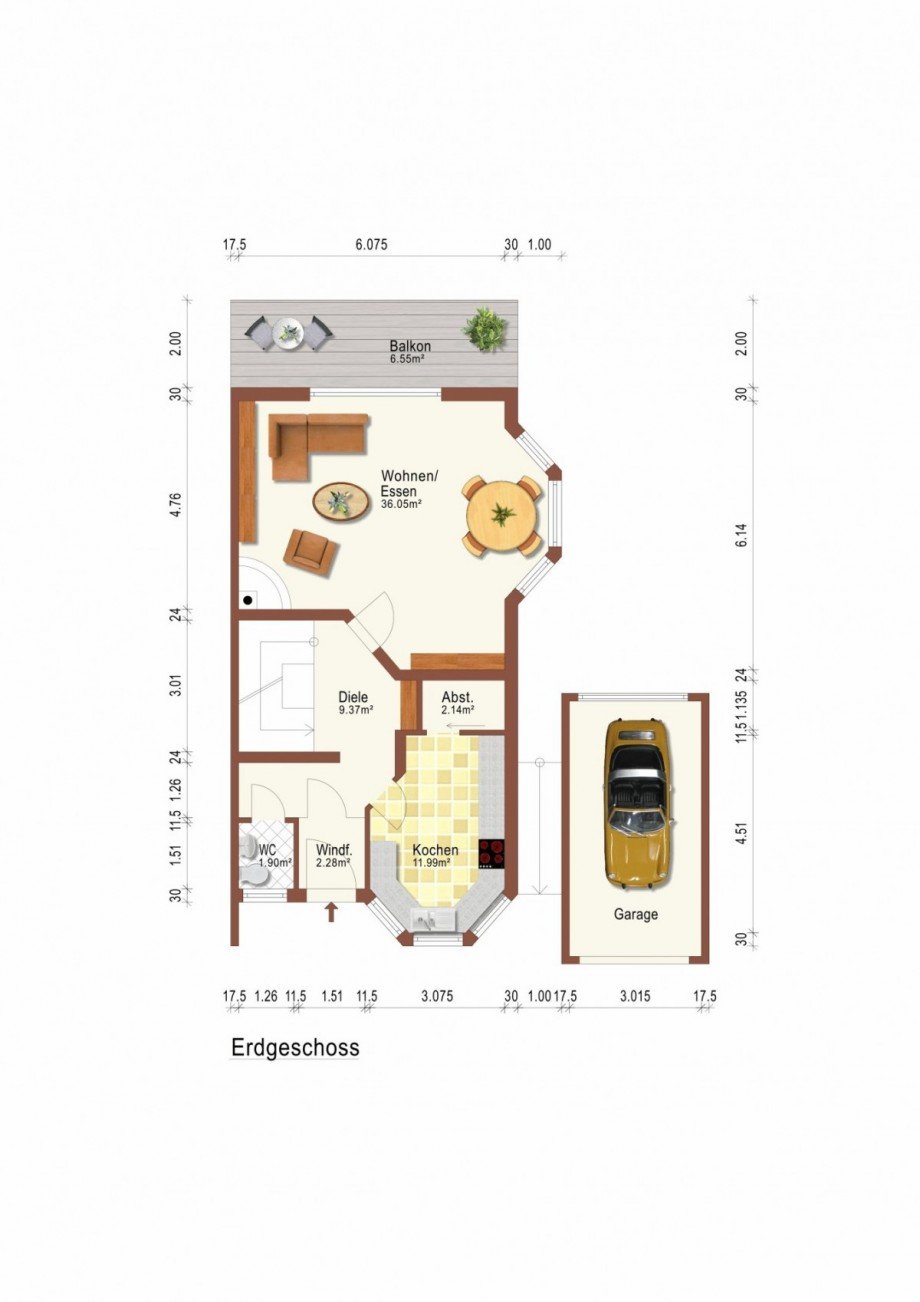 EG-Grundriss Doppelhaush�lfte Dielheim