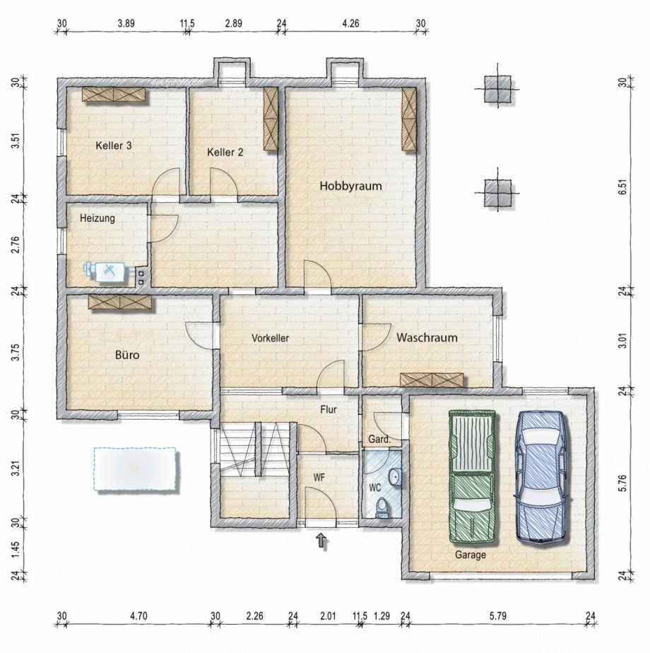 KG: Grundriss Zweifamilienhaus Dielheim
