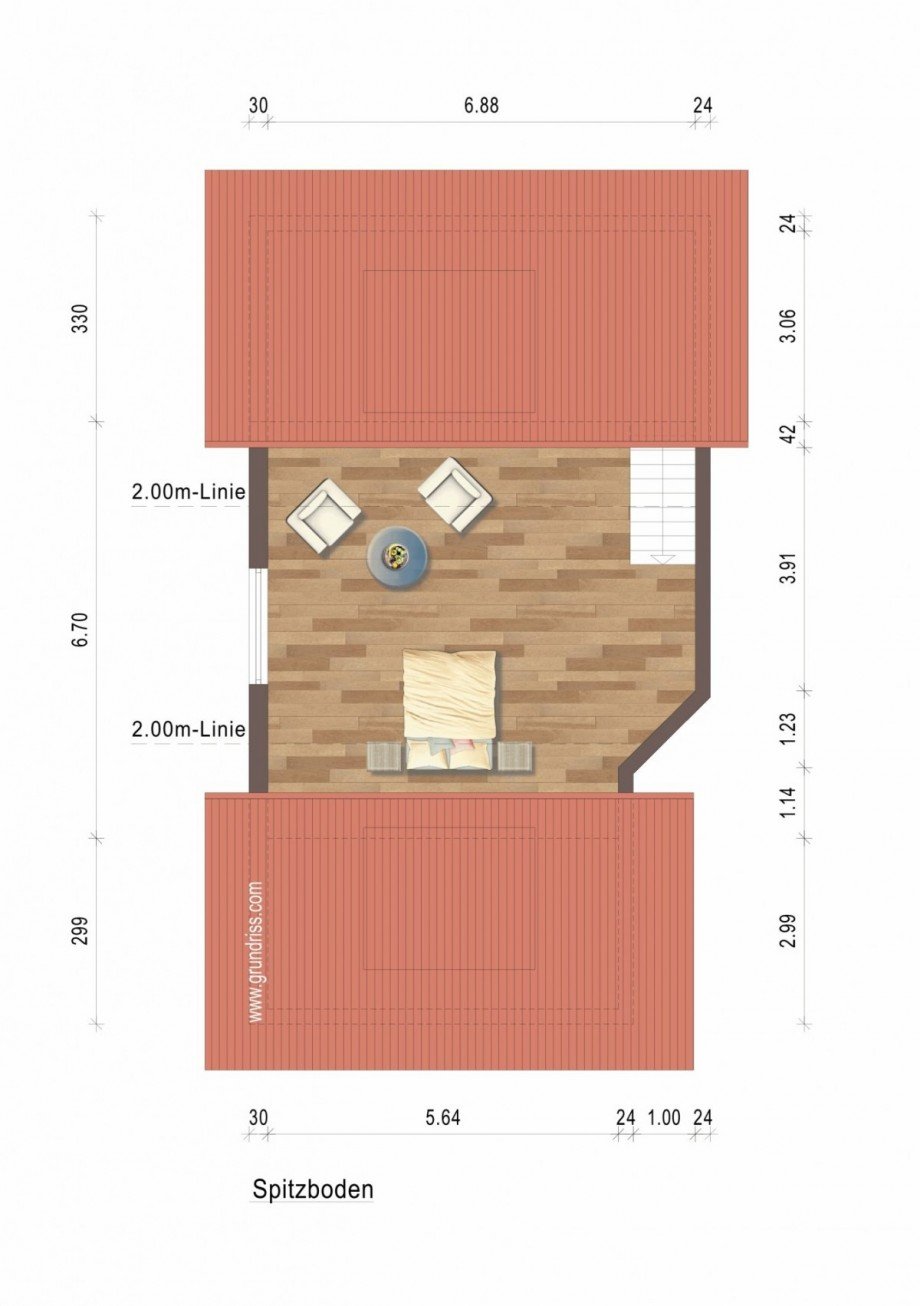 Grundriss-Dachboden Maisonettewohnung M�hlhausen