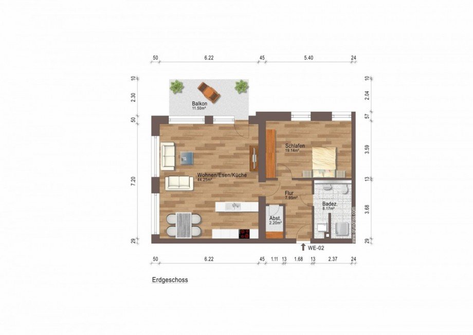 Grundriss-WE2 Erdgeschosswohnung M�hlhausen