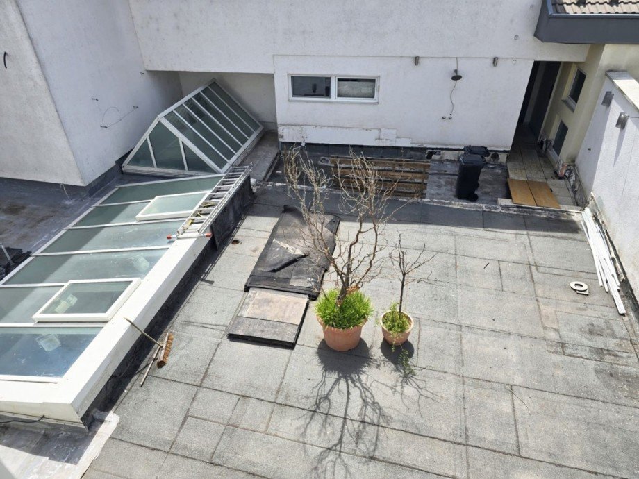 Blick auf Terrassen Maisonettewohnung Frankenthal