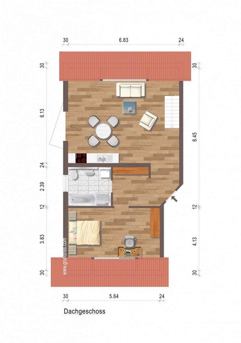 Grundriss-DG Maisonettewohnung M�hlhausen